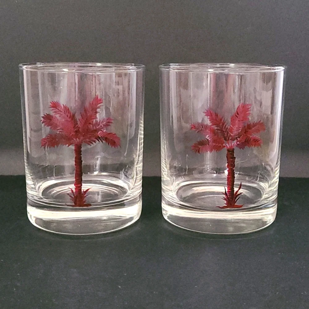 Set of 2 Palm Tree Whiskey Glasses